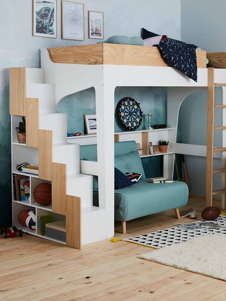 Escalier avec rangement pour combiné EASYSPACE blanc/bois 1 - vertbaudet enfant 