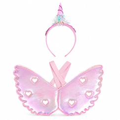 Jouet-Jeux d'imitation-Déguisements-Déguisement set ailes licorne et serre tête corne scintillante