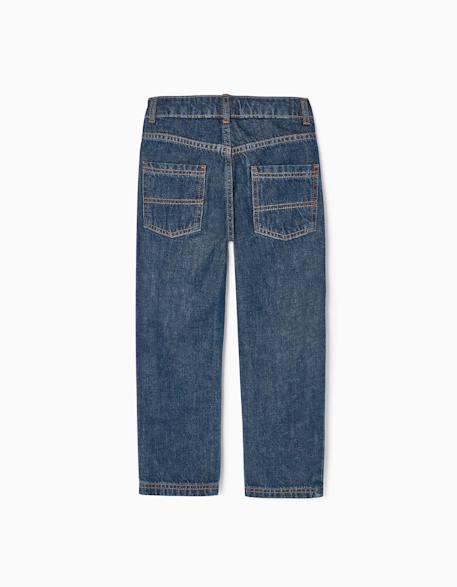 Jean en coton à coupe droite Bleu+Bleu clair 3 - vertbaudet enfant 