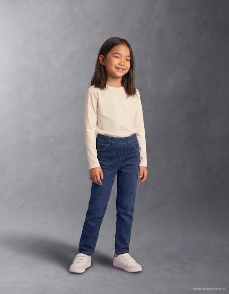 Fille-Legging-Jegging en denim à taille réglable
