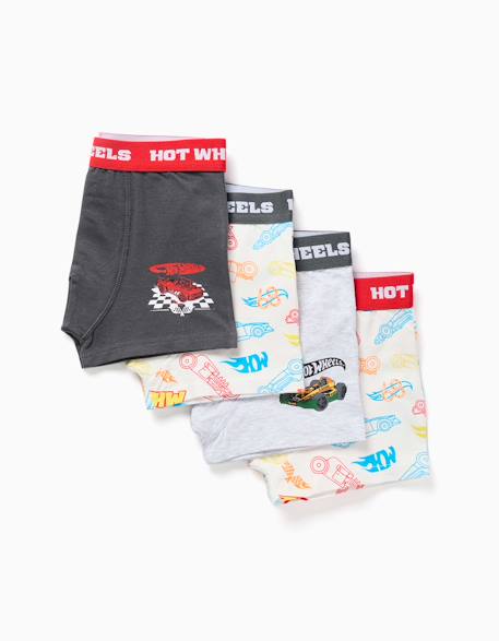 Garçon-Sous-vêtement-Slip, Boxer-Lot de 4 boxers hot wheels, coton, taille élastique