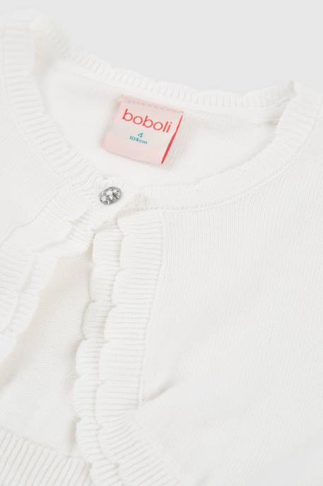 Gilet fille à manches longues Blanc 3 - vertbaudet enfant 