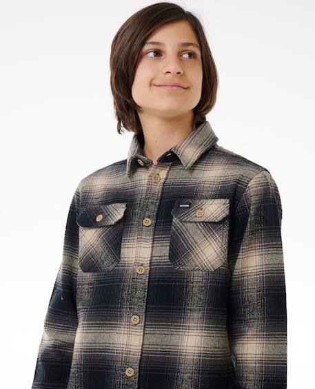 Chemise manches longues en flanelle count enfant Kaki rock+Taupe 9 - vertbaudet enfant 