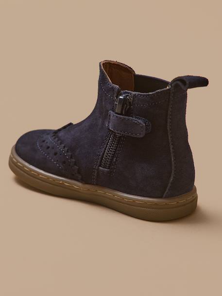 Boots chelsea bout fleuri cuir bébé Camel+Marine 8 - vertbaudet enfant 