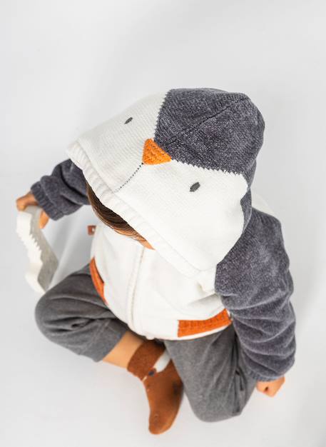 Veste bébé en maille à capuche combinée Blanc 2 - vertbaudet enfant 