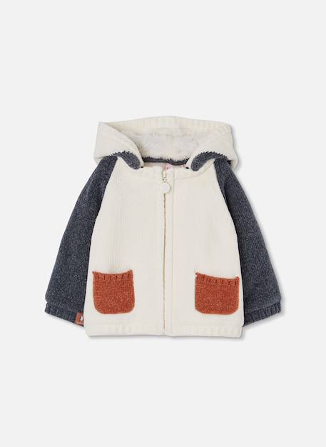 Veste bébé en maille à capuche combinée Blanc 3 - vertbaudet enfant 