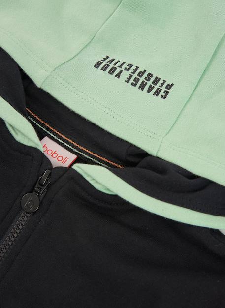 Veste garçon molleton à capuche Noir 3 - vertbaudet enfant 