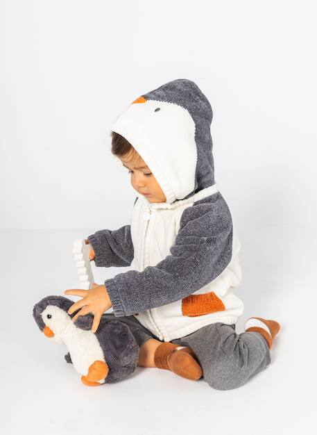 Veste bébé en maille à capuche combinée Blanc 1 - vertbaudet enfant 
