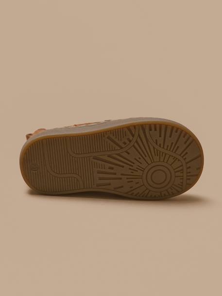 Boots chelsea bout fleuri cuir bébé Camel+Marine 4 - vertbaudet enfant 