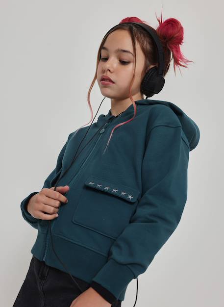 Veste fille en molleton avec étoiles Vert 1 - vertbaudet enfant 