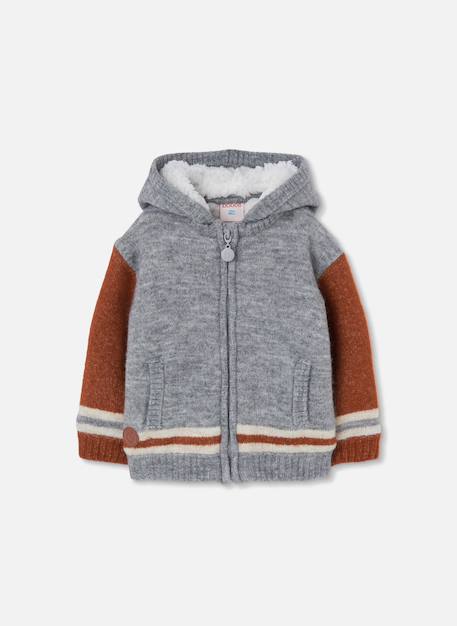 Veste garçon en maille à capuche Gris 2 - vertbaudet enfant 
