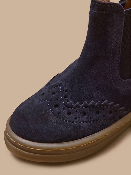 Boots chelsea bout fleuri cuir bébé Camel+Marine 12 - vertbaudet enfant 