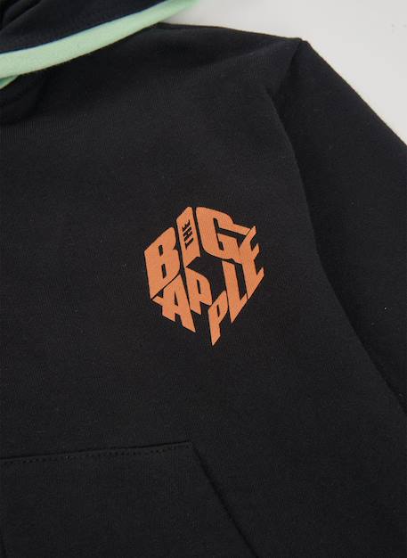 Veste garçon molleton à capuche Noir 4 - vertbaudet enfant 