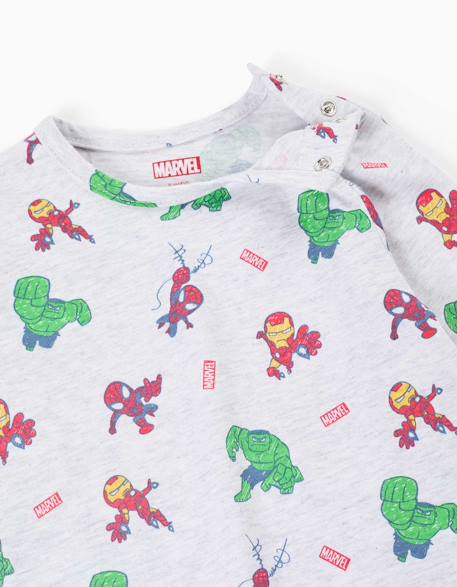 Dors-bien à manches longues en coton avec imprimés marvel Gris clair 3 - vertbaudet enfant 