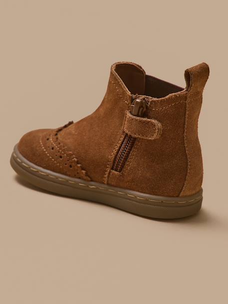 Boots chelsea bout fleuri cuir bébé Camel+Marine 2 - vertbaudet enfant 