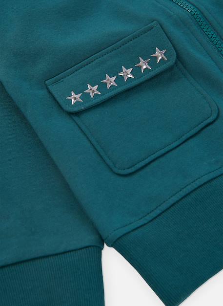 Veste fille en molleton avec étoiles Vert 4 - vertbaudet enfant 
