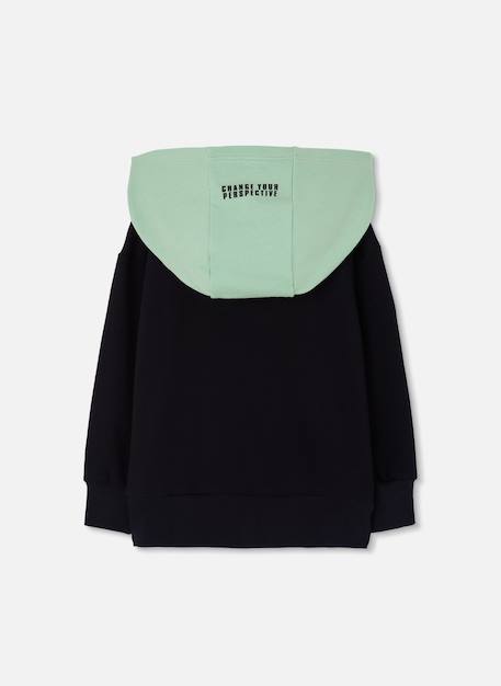 Veste garçon molleton à capuche Noir 2 - vertbaudet enfant 