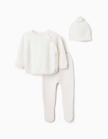 Bébé-Ensemble-Ensemble 3 pièces en maille de coton