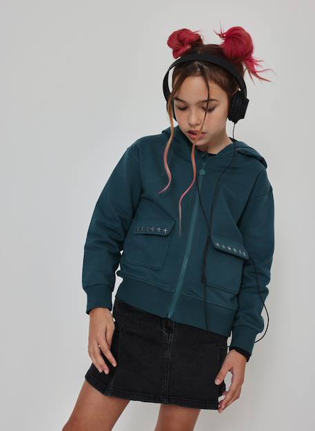 Veste fille en molleton avec étoiles Vert 2 - vertbaudet enfant 