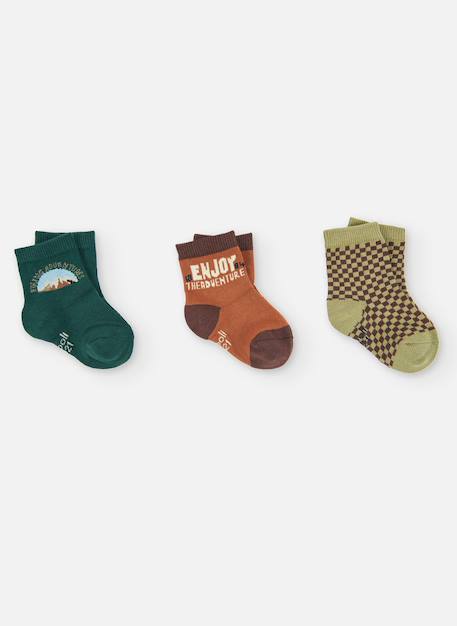 Lot de 3 paires de chaussettes imprimées adventure Marron 1 - vertbaudet enfant 