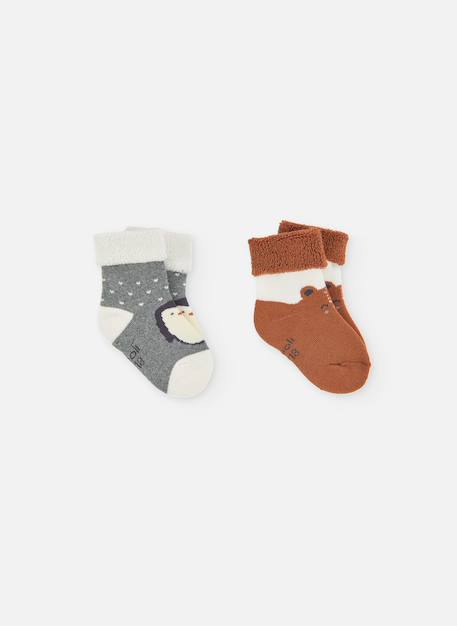 Lot de 3 paires de chaussettes bébé avec pingouin Gris 1 - vertbaudet enfant 