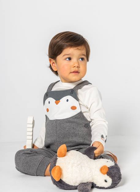 Ensemble bébé garçon imprimé pingouin Gris 1 - vertbaudet enfant 