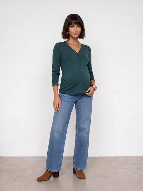 T-shirt grossesse et allaitement manches longues vert sapin 1 - vertbaudet enfant 