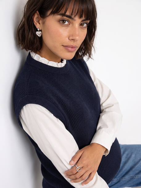 Pull de grossesse col volant marine 1 - vertbaudet enfant 