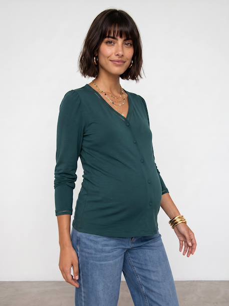 T-shirt grossesse et allaitement manches longues vert sapin 7 - vertbaudet enfant 