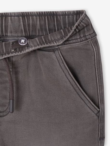 Pantalon jogger en denim effet molleton facile à enfiler garçon denim gris clair+stone 2 - vertbaudet enfant 