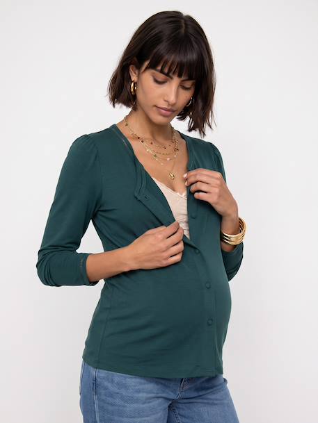 T-shirt grossesse et allaitement manches longues vert sapin 6 - vertbaudet enfant 