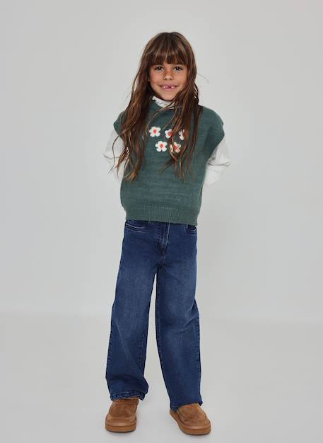 Pull sans manches fille imprimé fleurs Vert 1 - vertbaudet enfant 