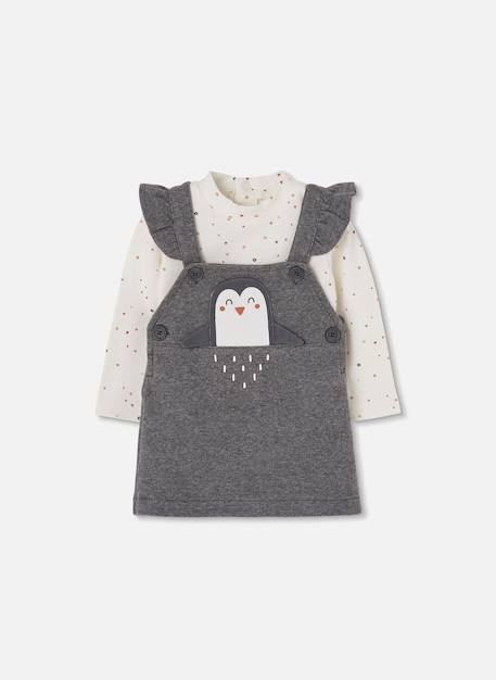 Ensemble bébé fille en maille avec pingouin Gris 1 - vertbaudet enfant 