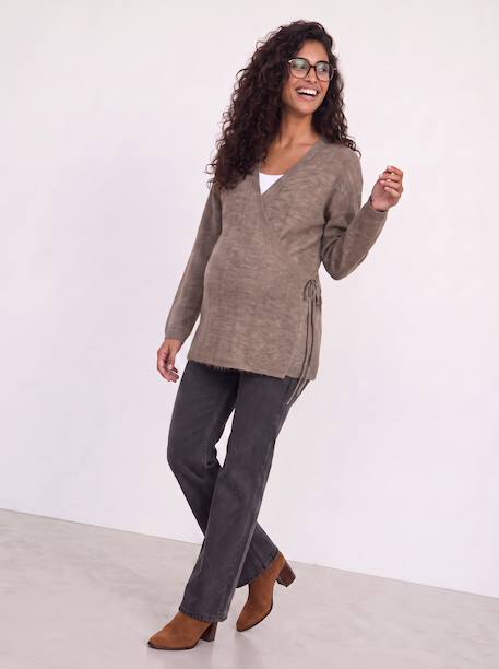 Gilet cache coeur grossesse allaitement taupe 3 - vertbaudet enfant 