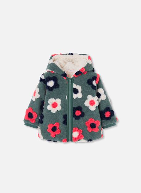 Manteau fille molleton imprimé fleurs Vert 3 - vertbaudet enfant 