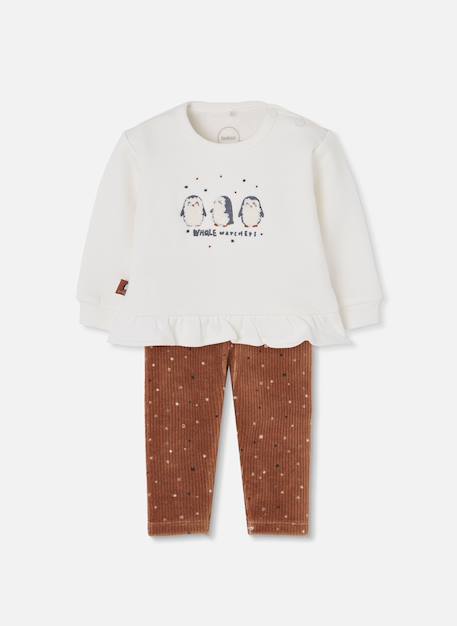 Ensemble bébé fille en maille imprimé pingouins Blanc 1 - vertbaudet enfant 