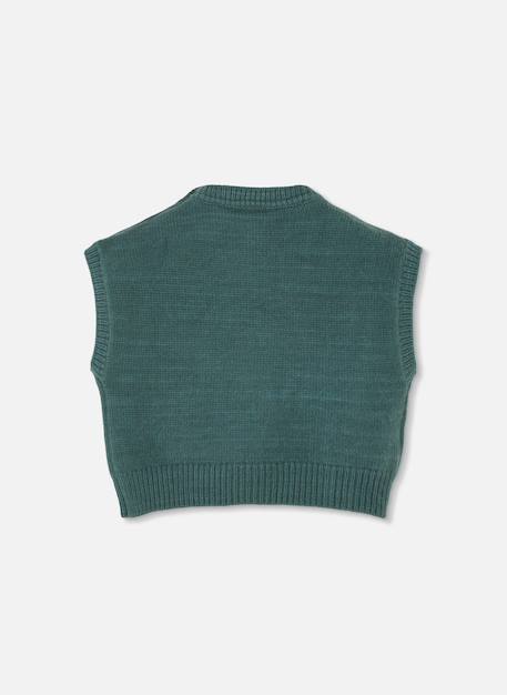 Pull sans manches fille imprimé fleurs Vert 3 - vertbaudet enfant 