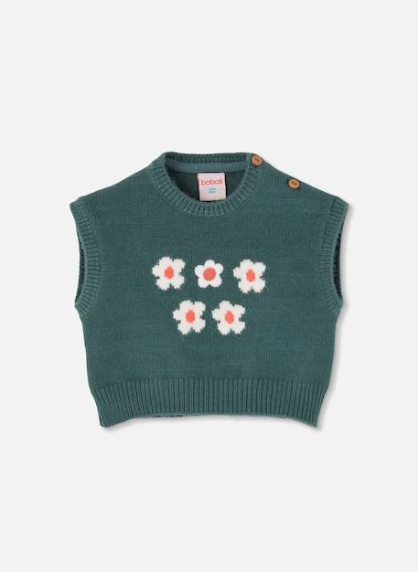 Pull sans manches fille imprimé fleurs Vert 2 - vertbaudet enfant 