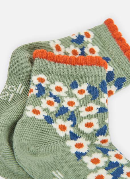 Lot de 3 paires de chaussettes à imprimé fleuri Vert 2 - vertbaudet enfant 