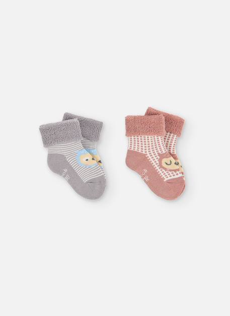 Lot de 2 paires de chaussettes bébé imprimé oursons Marron 1 - vertbaudet enfant 