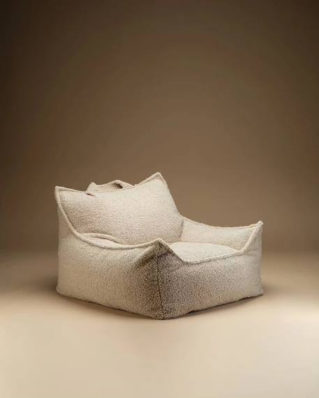 Fauteuil club pouf ado en teddy Biscuit+Warm hazel 1 - vertbaudet enfant 