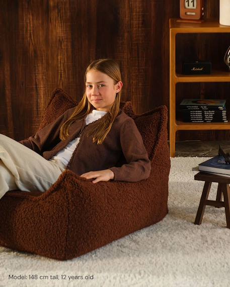 Fauteuil club pouf ado en teddy Biscuit+Warm hazel 8 - vertbaudet enfant 