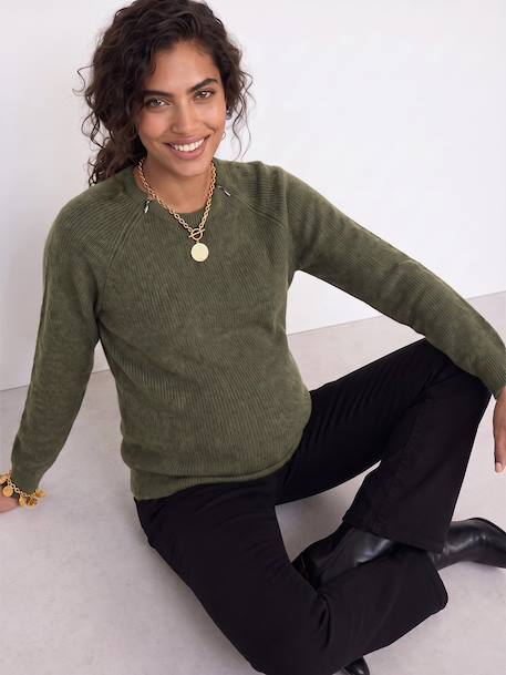 Pull grossesse et allaitement bordeaux+kaki 11 - vertbaudet enfant 