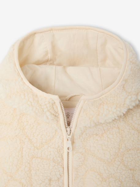 Veste fille à capuche sherpa imprimée léopard écru+marron imprimé 3 - vertbaudet enfant 