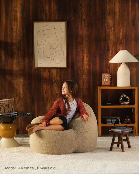 Fauteuil Momo pouf ado en teddy Biscuit 2 - vertbaudet enfant 