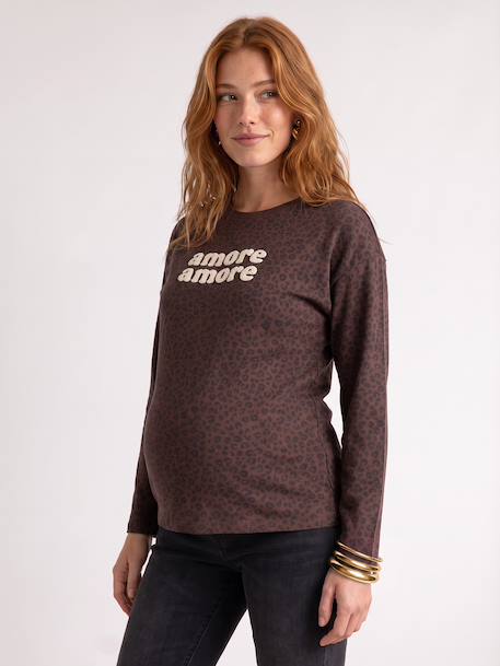 T-shirt grossesse manches longues chocolat 2 - vertbaudet enfant 