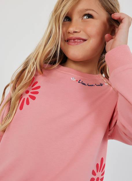 Sweat-shirt fille en coton Orange 2 - vertbaudet enfant 