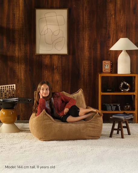 Fauteuil club pouf ado en velours côtelé Brown sugar+Toffee 8 - vertbaudet enfant 