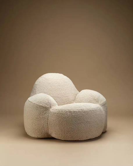 Fauteuil Momo pouf ado en teddy Biscuit 1 - vertbaudet enfant 