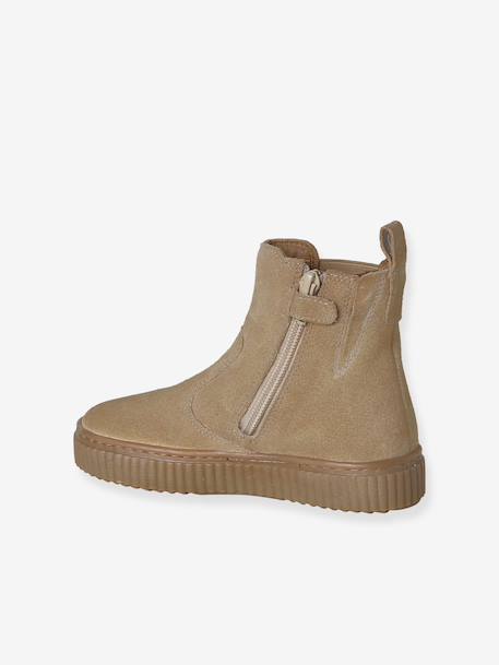 Boots enfant garçon cuir zippées et élastiquées beige+marine 3 - vertbaudet enfant 